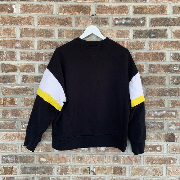 Zara Men’s Color Block Sweater Black White Yellow Small - Picture 5 of 6